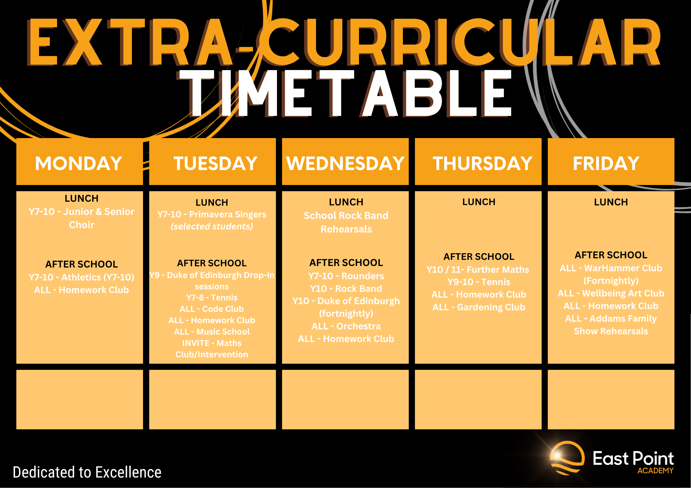 Summer term 2 extra curricular timetable 1